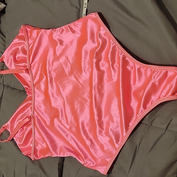 HOT neon pink silk bodysuit - Picture 6 of 7